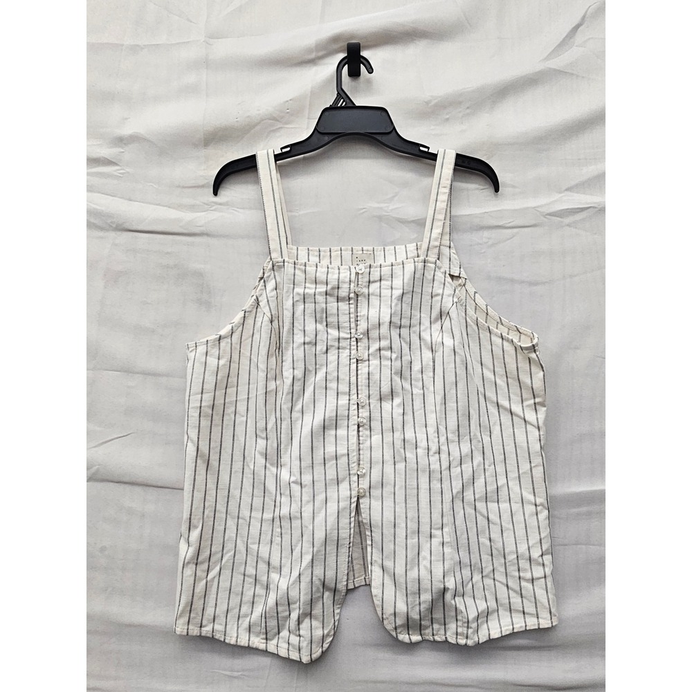 A New Day Womens Striped Sleeveless Top Cream Cotton Blend Casual Size XL